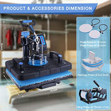 HORGELU Upgraded 5 in 1 Heat Press Machine 12x15 Inch Heat Transfer Machine 360-Degree Swing Away Multifunction Digital Sublimation Combo Heat Press Horgelu