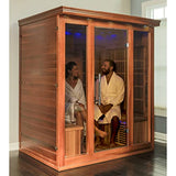Radiant Saunas BSA1315 Cedar Elite 3-4 Person Infrared Sauna with 9 Carbon Heaters, Wood Blue Wave