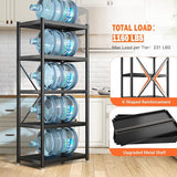 REIBII 5-Tier Heavy Duty Storage Shelves with Wheels - Adjustable Metal Shelving Unit for Garage and Pantry REIBII
