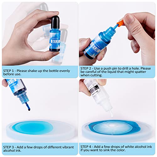 Alcohol Ink Set - 26 Bottles Vibrant Colors Alcohol Inks, High Concentrated Resin Ink, 10 Colors Metallic Alcohol Pigment Resin, Alcohol Based Ink ERCorArt