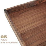 MAGIGO 12 x 12 Inches Small Square Black Walnut Wood Ottoman Tray, Serve Tea, Coffee or Breakfast in Bed, Classic Wooden Decorative Serving Tray MAGIGO