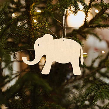 20pcs Wood Elephant Cutouts DIY Craft Embellishments Cute Animal Elephant Unfinished Wood Gift Tags Ornaments for Wedding Birthday Pet Party JANOU