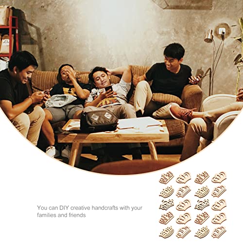 Amosfun 50PCS Wooden Pieces Crown Shape Wooden Pieces Hollow Out Wood Cutouts DIY Art Craft Embellishments Ornaments Amosfun