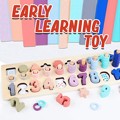CozyBomB Wooden Number Puzzle for Kids - Montessori Toys for 1 Year Old Toddlers Learning Age 3 4 5 Years Old - Wooden Counting Blocks Sorting Toys CozyBomB
