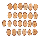 25Pcs Wood Slices Craft Oval Unfinished Wood kit Predrilled with Hole Wooden Circles for Arts Wood Slices Christmas Ornaments DIY Crafts LIZEALUCKY