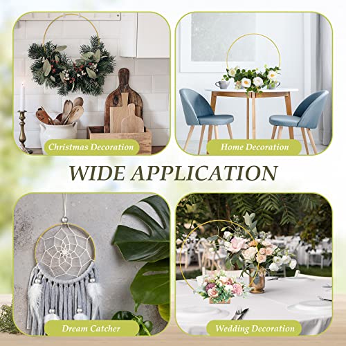 25 Set 12 Inch Metal Floral Hoop Wreath Macrame Large Hoop Centerpiece with Stand Craft Hoop Rings Round Dream Catcher Rings for DIY Wedding Wreath Zhengmy