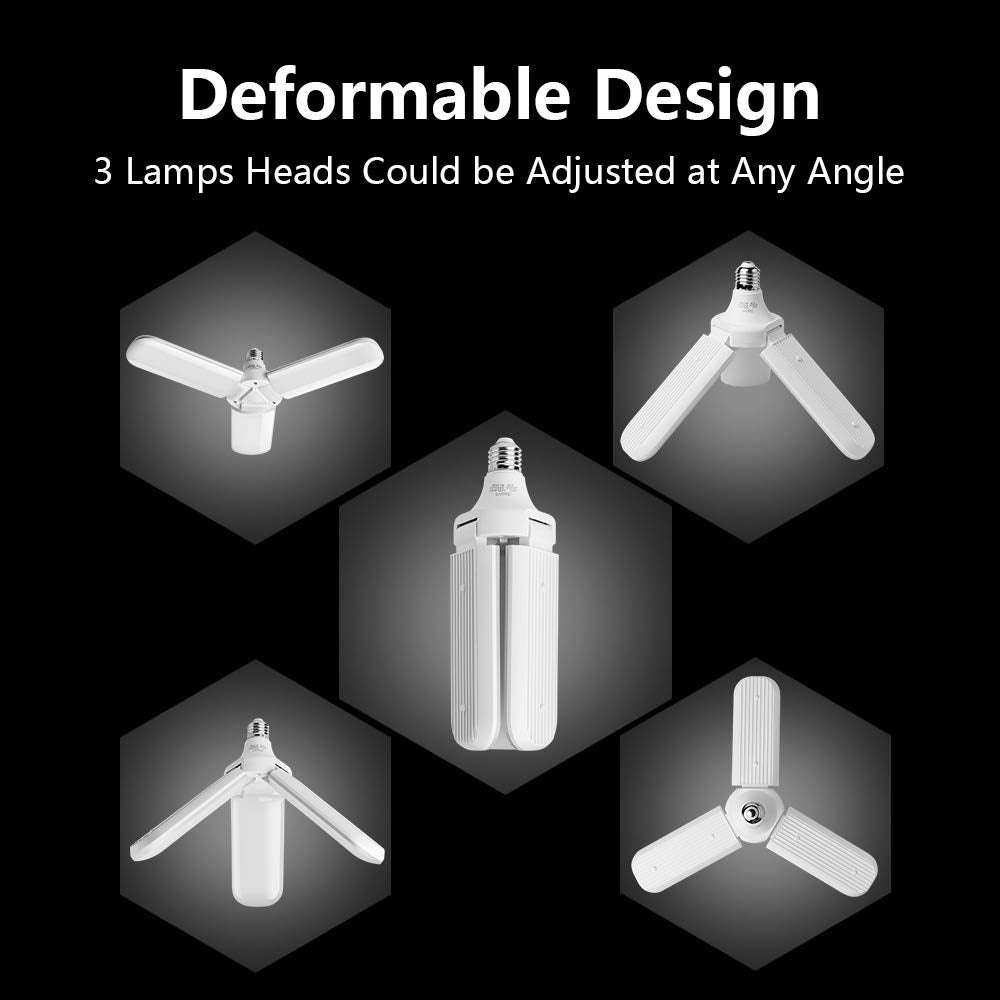 LED Garage Light,400 Watt Equivalent 6000K,Cool Daylight White LED Area Light,E26/E27 Medium Base,for Outdoor Factory Warehouse Barn Backyard and DooVii