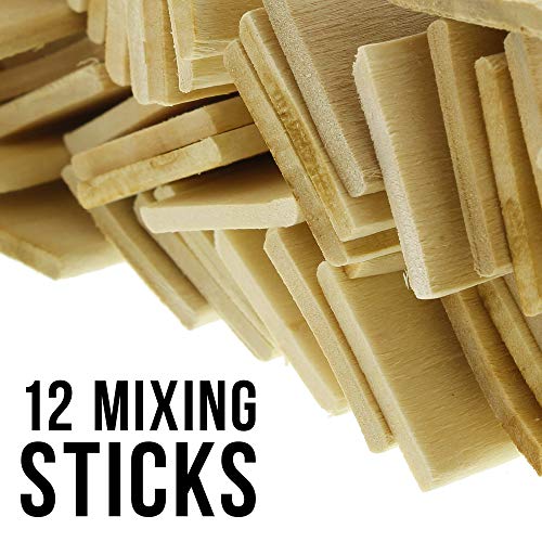 Pouring Masters Ultimate Paint Mixing Cup Kit - 12 Plastic Graduated Mixing Cups, 3 Each of 12, 24, 44, 72 Ounce Sizes - 12 Mixing Sticks, 12 Paint Pouring Masters