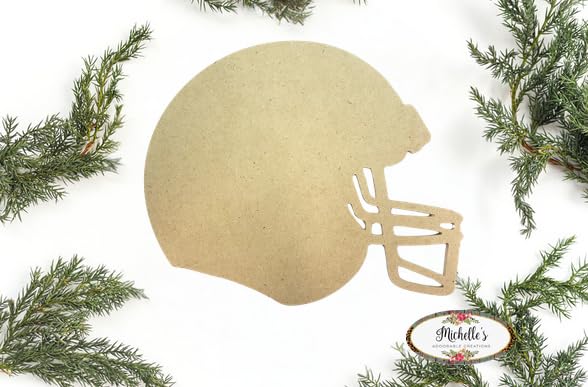 Michelle's aDOORable Creations Wooden Football Hockey Helmet Cutout Unfinished Wood Sports Helmet for Crafting Painting Door Sign Michelle's aDOORable Creations