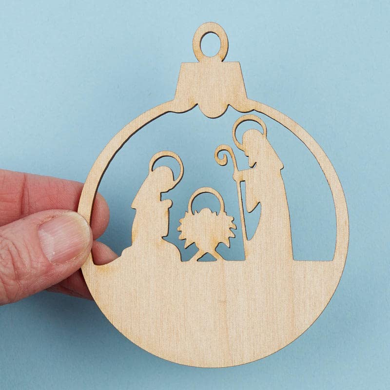 Factory Direct Craft Pack of 24 Unfinished Wood Nativity Ornament Cutouts - Christmas Nativity Wooden Shapes for Holiday Crafts and Winter Factory Direct Craft