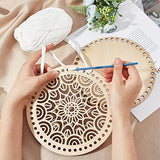 PH PandaHall Crochet Basket Bottom Kit 2 Style Natural Wooden Basket Bottom Crochet Basket Wood Base with 1pc 4mm Crochet Hook 40 Yard 9mm Cloth Yarn PH PandaHall