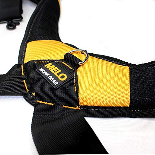 MELOTOUGH Magnetic Suspenders Tool Belt Suspenders with Large Moveable Phone Holder, Pencil Holder, Adjustable Size Padded Suspenders (Yellow) MELOTOUGH