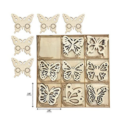 Pack of 45 Unfinished Wooden Butterfly Shaped Cutouts for DIY Crafts 3.5 Inch 5-Count Each - WoodArtSupply