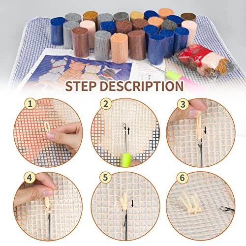 EsLuker.ly Latch Hook Rug Kits DIY Crochet Carpet Cats Patterns Pre-Printed Canvas Yarn Rug Embroidery Crafting Arts for Adults Kids Beginners EsLuker.ly