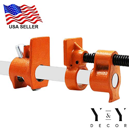 Y&Y Decor 4 PACK 3/4" Wood Gluing Pipe Clamp Set Heavy Duty PRO Woodworking Cast Iron Y&Y Decor