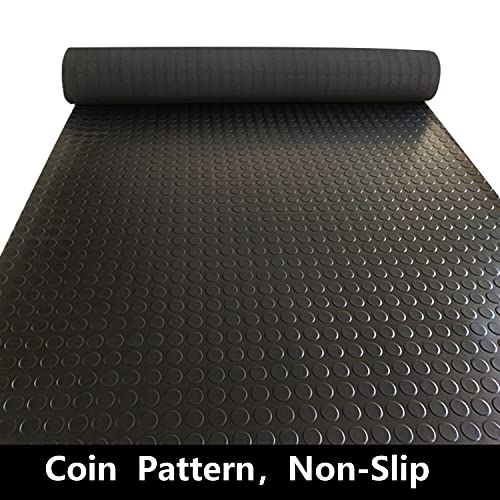 Nisorpa 3mm Thick Garage Floor Rubber Mat 16.4 x 3.3 fts Rubber Garage Floor Mats Heavy Duty Coin-Grip Garage Flooring Roll Non-Slip Rubber Mats Nisorpa