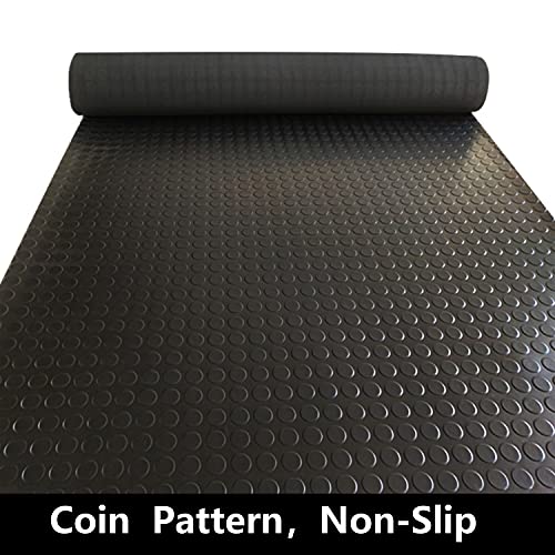 Nisorpa 3mm Thick Garage Floor Rubber Mat 16.4 x 3.3 fts Rubber Garage Floor Mats Heavy Duty Coin-Grip Garage Flooring Roll Non-Slip Rubber Mats