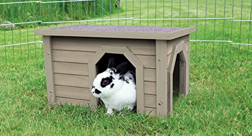 TRIXIE Natura Small Animal House, Rabbit Hideout, Playpen House, Shelter for Rabbits, Bunnies, Guinea Pigs, and Chinchillas, Gray-Green - WoodArtSupply