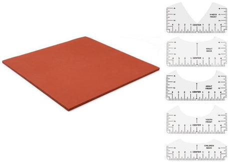 15x15“ Silicone Heat Press Mat with Dressing Ruler Set, 0.3” Thickest Silicone Heat Press Pad for Heat Press Machine, Flat Heat Transfer Press BATTIPAW