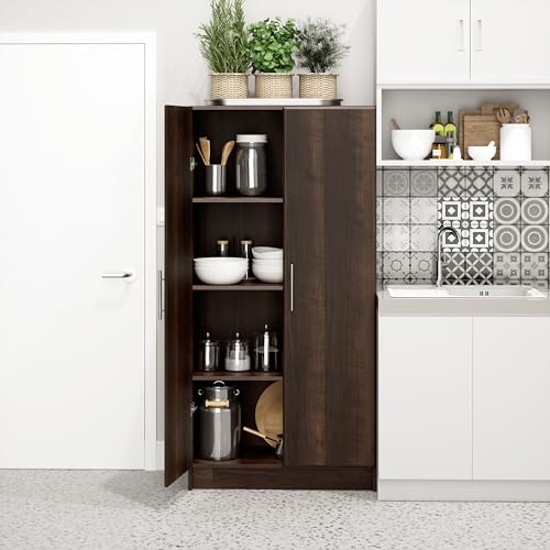 Prepac Elite 32" Storage Cabinet, Brown Storage Cabinet, Bathroom Cabinet, Pantry Cabinet with 3 Shelves 16" D x 32" W x 65" H, EES-3264