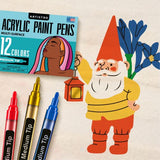 ARTISTRO 12 Acrylic Paint Pens for Fabric, Canvas, Rock, Glass, Wood - 3mm Medium Tip Paint Markers-Ideal Art Supplies for Adults and Kids ARTISTRO