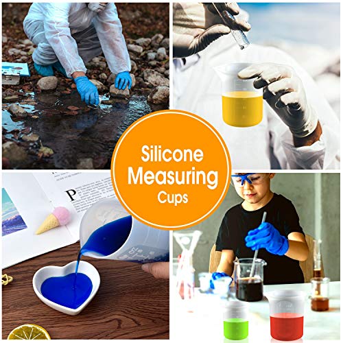 Coopay 100ml 250ml Silicone Measuring Cups for Resin Non-Stick Mixing Cups Glue Tools, Precise Scale for for Resin DIY Craft Jewelry Making, 6 PCS