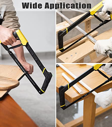 DOWELL Hacksaw Frame Set Heavy Duty Handsaw 12-inch 10-inch 6-inch Mini Hacksaw Hand Saw 8 Extra Blades Multi-function for Metal Wood PVC Pipes DOWELL
