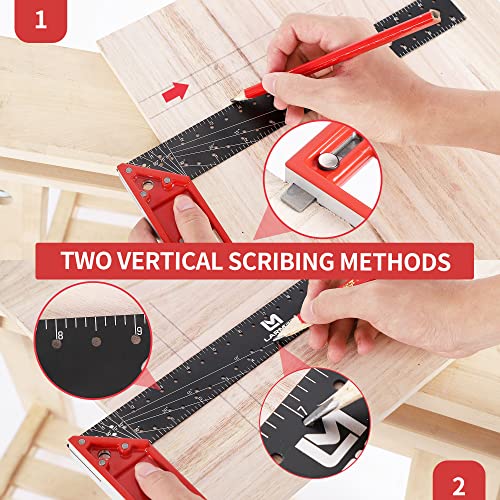 Rafter Square 7 Inch and Framing Square 12 Inch Carpenter Square Set, Square Tool Woodworking Square, Aluminum Rafter Square for Woodworking LARMEIL