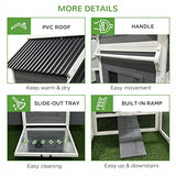 PawHut 162" Large Chicken Coop Wooden for 6-8 Chickens with Handles, Outdoor Chicken Cage Hen House with 2 Nesting Boxes, Water-Resistant Roof, PawHut