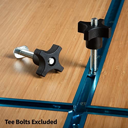 POWERTEC 5/16"-18 4 Point Knobs 10PK, Clamping Knobs with Steel Insert for T Track Bolts, Thumb Screw Threaded Knobs for T Track Accessories, Feather POWERTEC