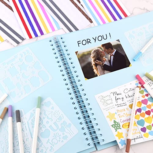 GOTIDEAL 12 x 12 Inch Scrapbook Album with 10 Metallic Markers,80 Pages Craft Paper Photo Album for Wedding and Anniversary, Family DIY Photo Album GOTIDEAL