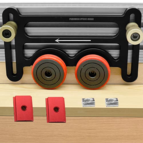 Precision Stock Guides for Table Saw, Dual Universal Featherboards with Sliding Blocks, Woodworking Double Wheel Bearing Stock Roller for Table Saw, - WoodArtSupply