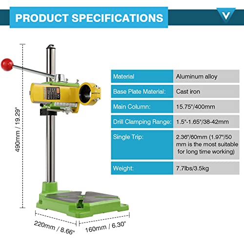 IRONWALLS Floor Drill Press Stand for Hand Drill, 90 Degree Rotating Adjustable Universal Bench Clamp Drill Holder Drill Press Adapter Workbench - WoodArtSupply