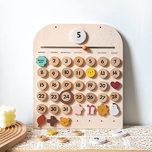 Wooden Calendar,Montessori Calendar for Kids to Learn Seasons, Toddler Preschool Calendar,Preschool Calendar for Kids Learning at Home and Classroom N.thr