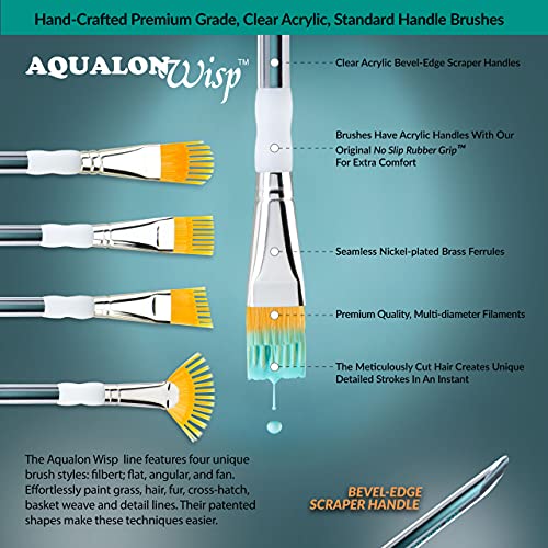 Aqualon Royal & Langnickel Wisp Flat Artist Brush Set, 5-Piece Aqualon