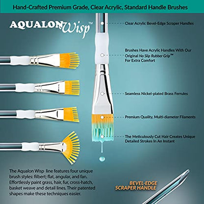 Aqualon Royal & Langnickel Wisp Flat Artist Brush Set, 5-Piece - WoodArtSupply