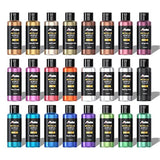 ABEIER Metallic Acrylic Paint, Set of 24 Metallic Colors in 2oz/60ml Bottle, Rich Pigments, Non Fading, Non Toxic Paints for Artist, Beginners & Kids Abeier