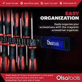 Olsa Tools Magnetic Screwdriver Rail Organizer| Professional Quality Magnetic Tool Holder | Fits up to 16 Screwdrivers | Blue Olsa Tools