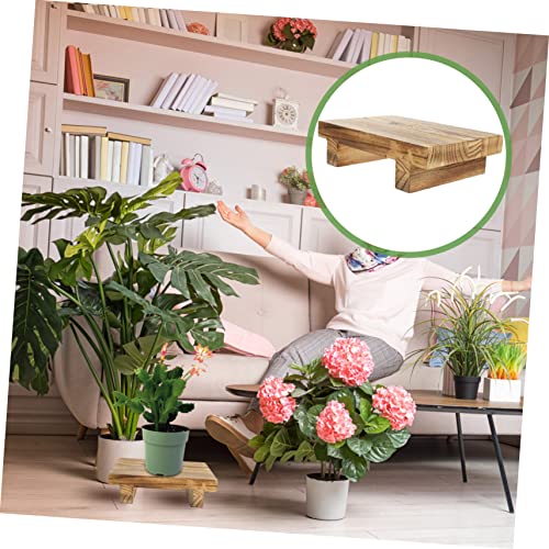 Operitacx Wooden Table Bracket Small Wood Step Succulent Plant Stand Black Tray Decor Small Plant Stand Wooden Flower Pot Planters for Indoor Plants Operitacx