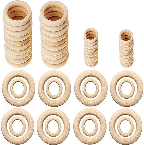 40 PCS Wooden Rings for Crafts, 55mm,30mm Unfinished Smooth Wood Rings for Macrame, Pendant Connectors, Jewelry Making, DIY Crafts - WoodArtSupply