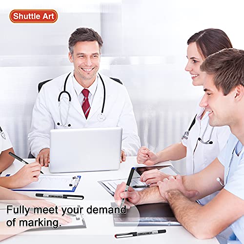 Shuttle Art Rollerball Pens, 10 Pack(8 black 1 blue 1 red) Liquid Ink Pens, 0.5mm Extra Fine Point, Quick Drying for Writing Journaling Taking Notes Shuttle Art