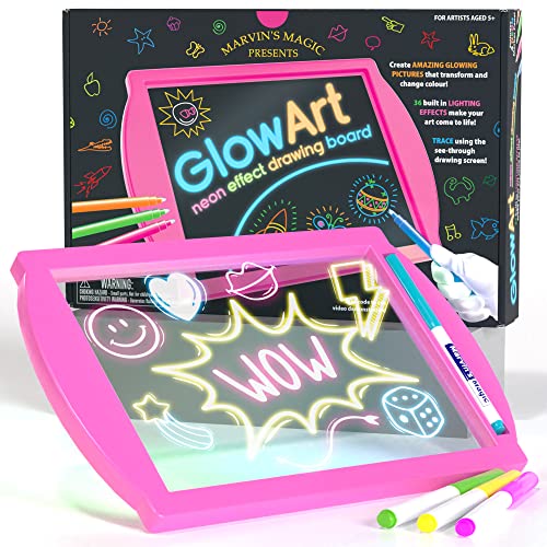 Marvin's Magic - Glow Art Unique Craft Kit | Light Up Kids Art Set | Includes Neon Effect Drawing Board with A Built-in Stand and 4 Fluorescent Magic Marvin's Magic
