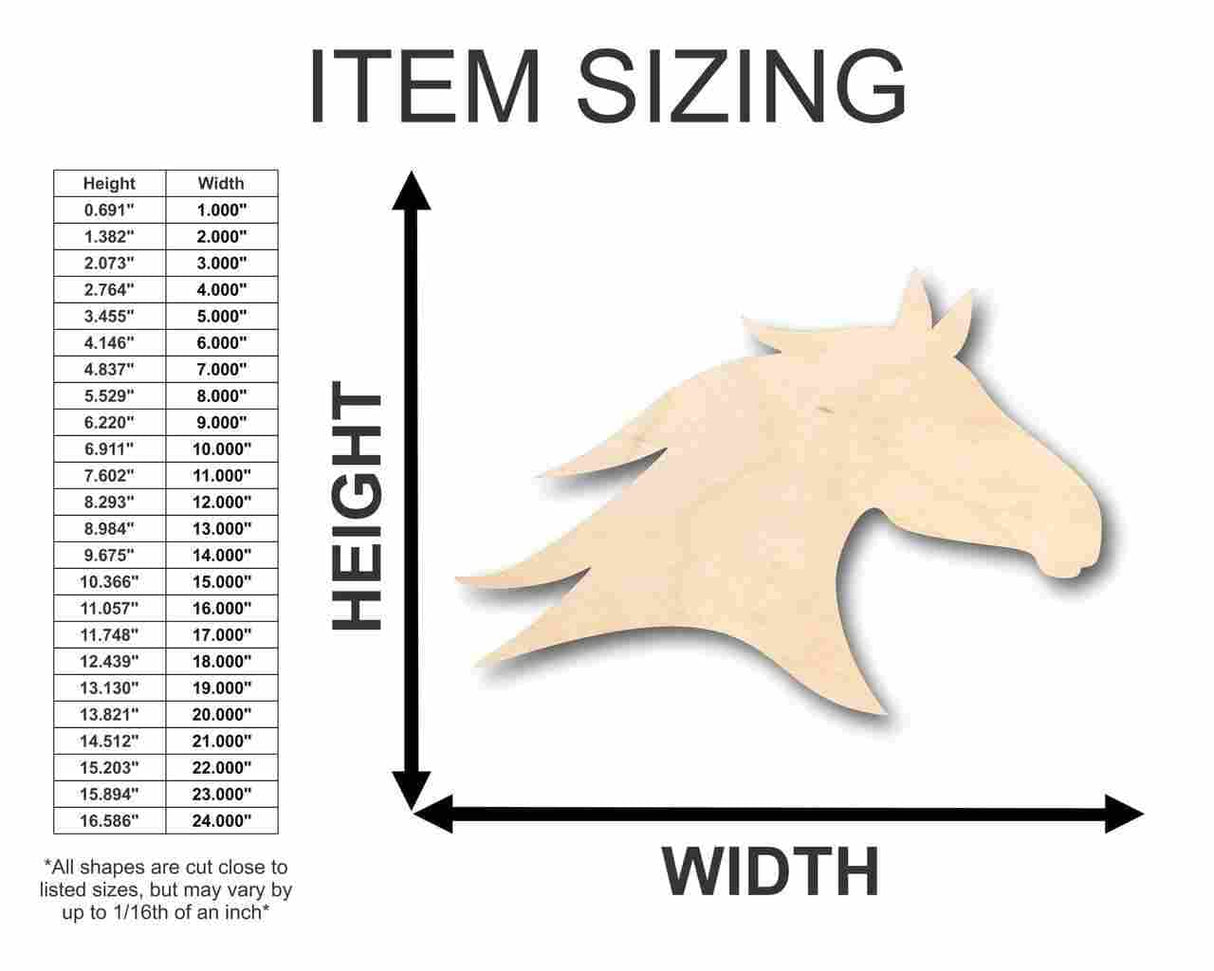 Unfinished Wood Horse Head Shape - Farm Ranch - Animal - Craft - up to 24" DIY 5" / 1/4" 24 Hour Crafts