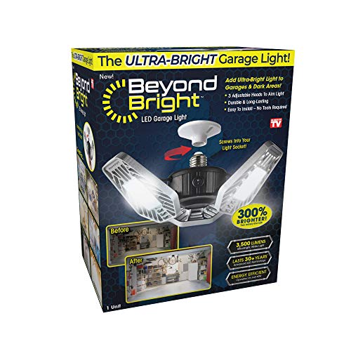 Ontel Beyond Bright LED Ultra-Bright Garage Light - 3 Adjustable Panels, Energy Efficient, Easy to Install, Durable and Long-Lasting Light for Ontel
