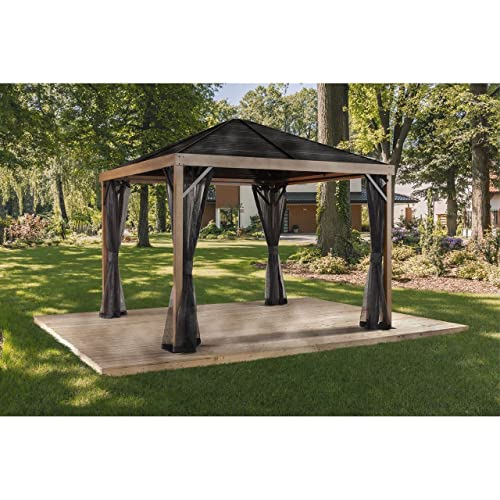 Sojag Outdoor 8' x 8' Sanibel Hardtop Gazebo Outdoor Sun Shelter, Wood Finish Sojag