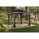 Sojag Outdoor 8' x 8' Sanibel Hardtop Gazebo Outdoor Sun Shelter, Wood Finish Sojag