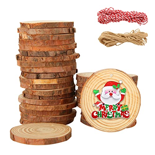 QTLCOHD 100Pcs Wood Slices 2.4-2.8 Inches Natural Wood Slices Unfinished Wood Slice Ornaments Undrilled Wood Circles for Crafts DIY Christmas - WoodArtSupply