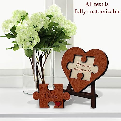 Personalized Romantic Gifts for Her - Custom Valentines Gifts for Him Engraved, Unique Valentine Puzzle Card, Wooden Heart Shaped Plaque, 5 Year Wood Top obsession