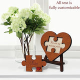 Personalized Romantic Gifts for Her - Custom Valentines Gifts for Him Engraved, Unique Valentine Puzzle Card, Wooden Heart Shaped Plaque, 5 Year Wood Top obsession