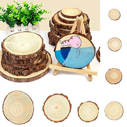 Natural Wood Slices, Unfinished Round Wooden Circles with Tree Bark, DIY Drawing Board Wood Discs Painting Ornaments for Party Decor(10pcs 3-4cm)